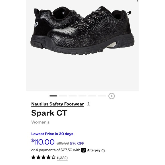 Nautilus N1074 Spark Oxford Safety Shoes Work Leather Steel Toe Women's Sz 8.5 - Picture 2 of 16